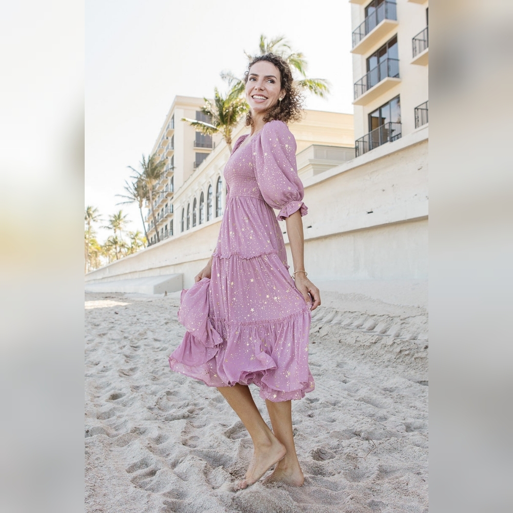 Ivy City Co Starry Nights Dress In Lilac